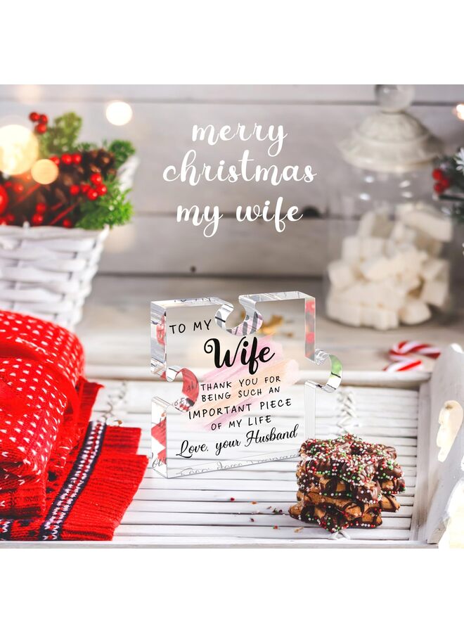 لوحة على شكل قطعة أحجية أكريليك، هدية مثالية للزوجة في عيد ميلادها، أو ذكرى زواجها، أو عيد الحب، أو عيد الأم، أو لتزيين مكتب المنزل - 3.12 × 3.9 بوصة - Image 5