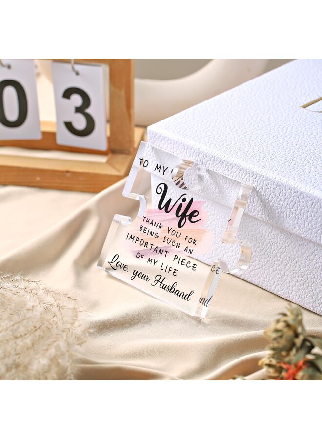 لوحة على شكل قطعة أحجية أكريليك، هدية مثالية للزوجة في عيد ميلادها، أو ذكرى زواجها، أو عيد الحب، أو عيد الأم، أو لتزيين مكتب المنزل - 3.12 × 3.9 بوصة - Image 3