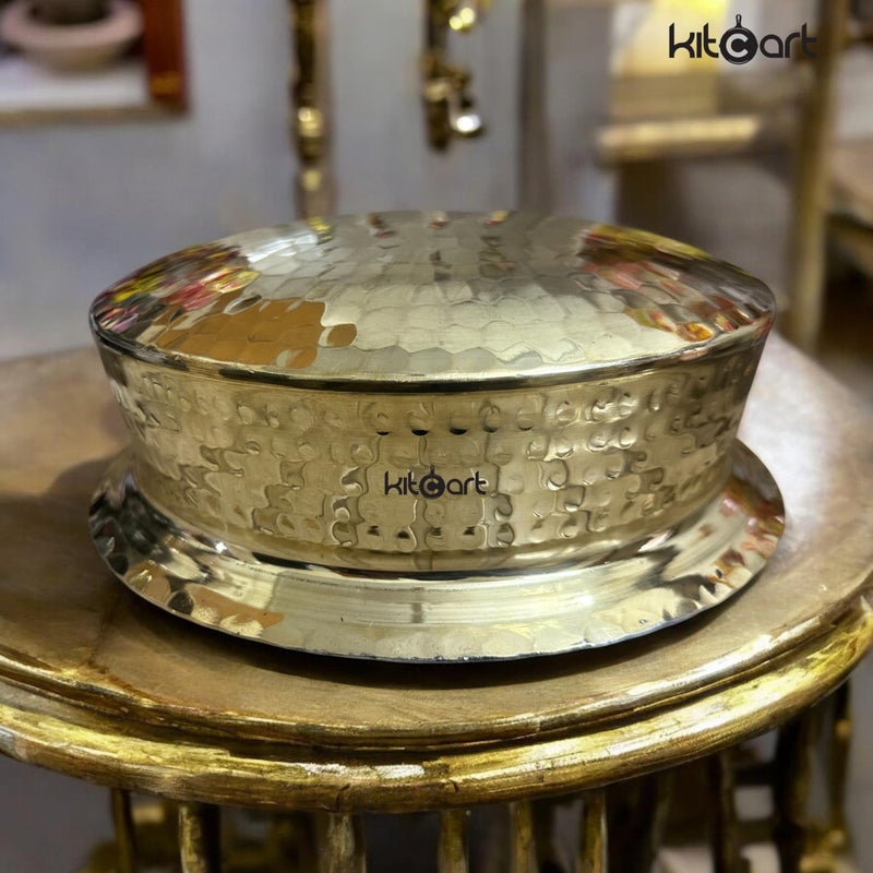 Kitcart Brass Lagan Handi 100% Pure Brass Hammered Design- Traditional Handcrafted Cookware for Biryani & Slow Cooking Strong & Durable (4 Liter) - Image 3