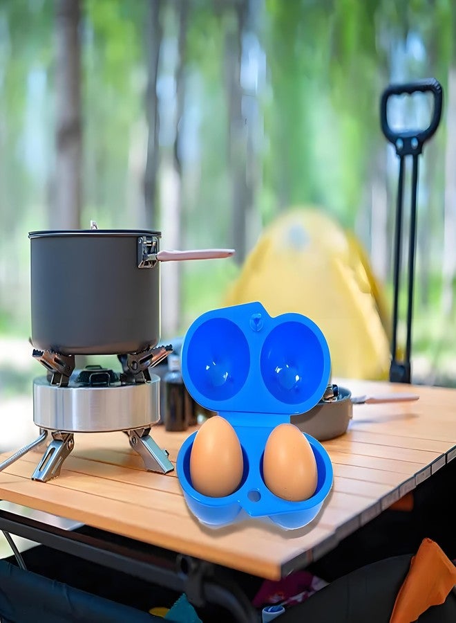 FILFEEL Portable Egg Storage, Eggs Holder Box Container Hiking Outdoor Camping Carrier For 2 Egg Case (Blue) - Image 3