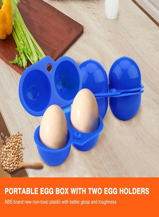 FILFEEL Portable Egg Storage, Eggs Holder Box Container Hiking Outdoor Camping Carrier For 2 Egg Case (Blue) - Image 2