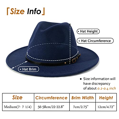Lisianthus Women Belt Buckle Fedora Hat Navy-Blue - Image 4