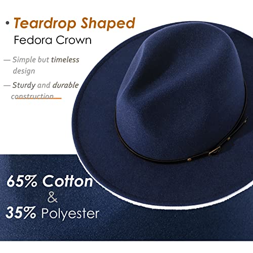 Lisianthus Women Belt Buckle Fedora Hat Navy-Blue - Image 2