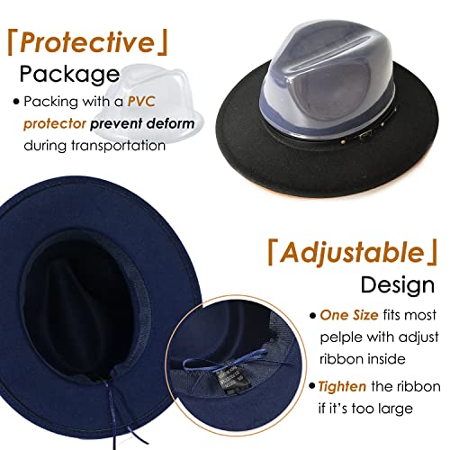 Lisianthus Women Belt Buckle Fedora Hat Navy-Blue - Image 5