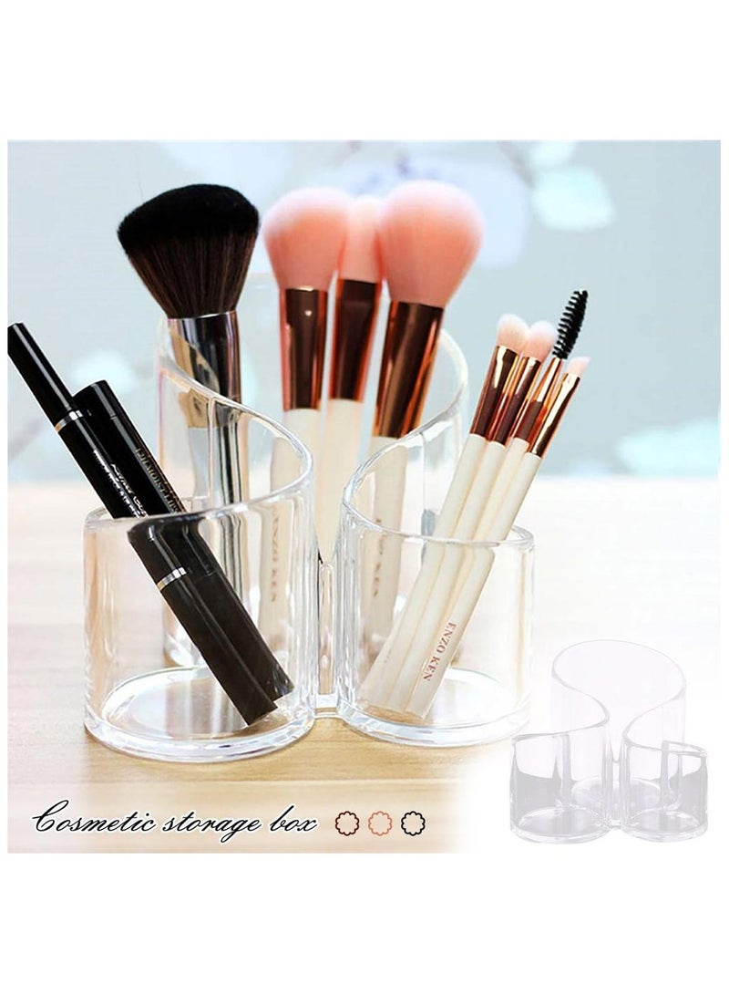 Cosmetic organizer Acrylic Cosmetic Makeup Organizer, 3-Slot Transparent Desktop Makeup Brush Holder, Arc Design Tool Storage Box - Image 5