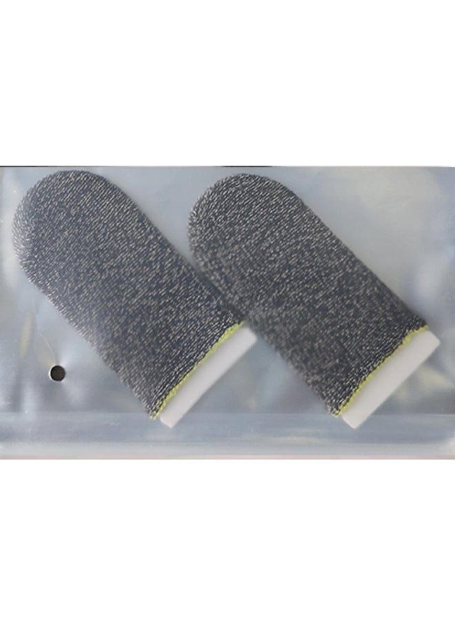 Beauenty Gaming Finger Sleeves Mobile Game Touch Screen Sweat Resistant Gloves 24 Needle Fiber For Pubg Other Games-Product Color:Silver Fiber Black Yellow Edge/piece - Image 1