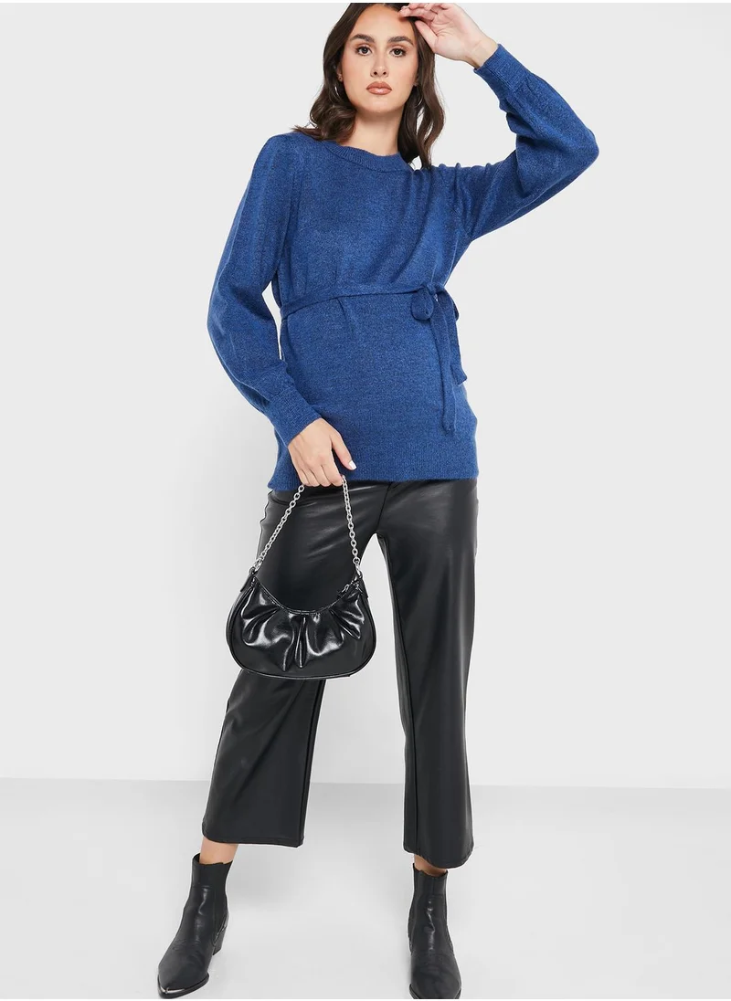 Mamalicious Tie Detail Knitted Sweatshirt