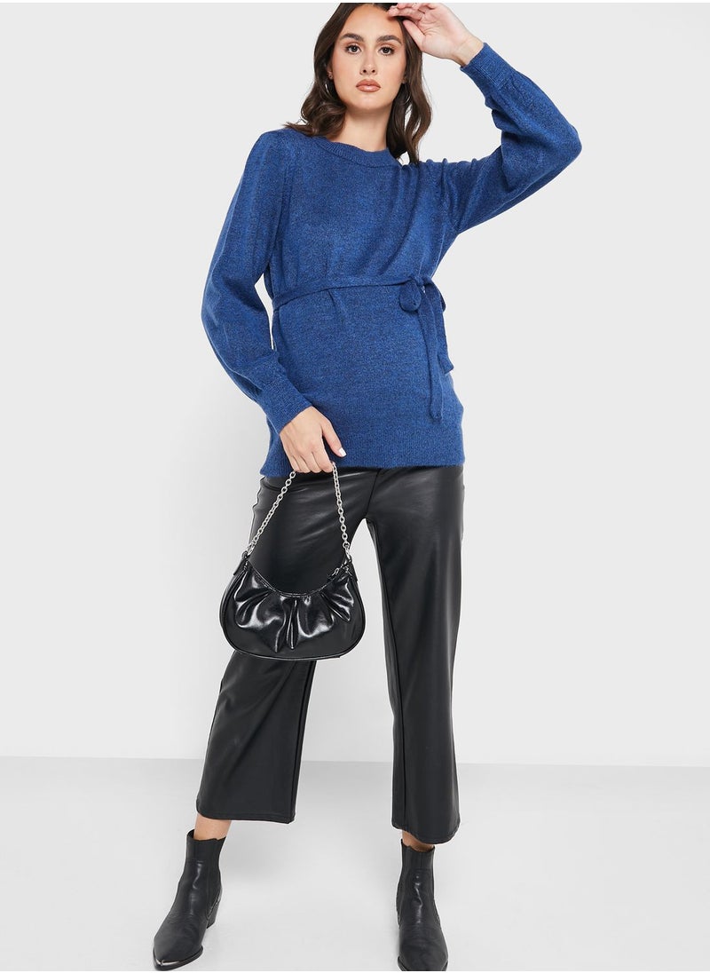 Mamalicious - Tie Detail Knitted Sweatshirt - Image 1