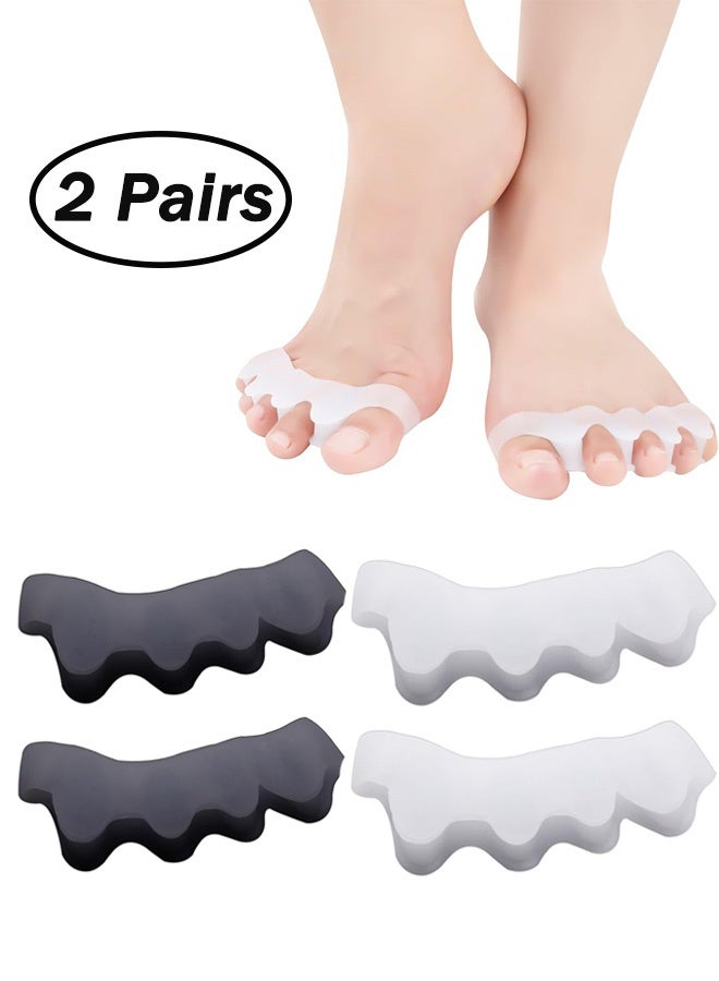 2 Pairs Toe Separators Correct Foot and Bunion Pain Plantar Fasciitis Toe Straightener to Improve Functional Athletic Mobility - Image 1