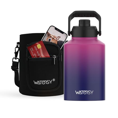 WATERSY 1 Gallon Water Bottle Insulated(Cold for 48 Hrs),BPA Free&Leak Proof,128oz Stainless Steel Water Jug,Big thermo,Large Water Bottle with Handle for Gym,Hiking,Camping&Travel,Gradient Purple - Image 4