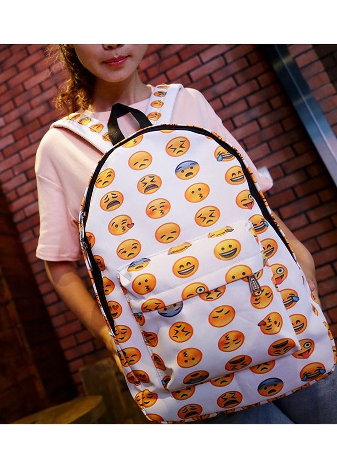 Emoji Women Girls Canvas Backpacks Smiley Emoji Face Printing School Bags For Teenagers Fashion and lovely Shoulder Bags for travel - Image 2