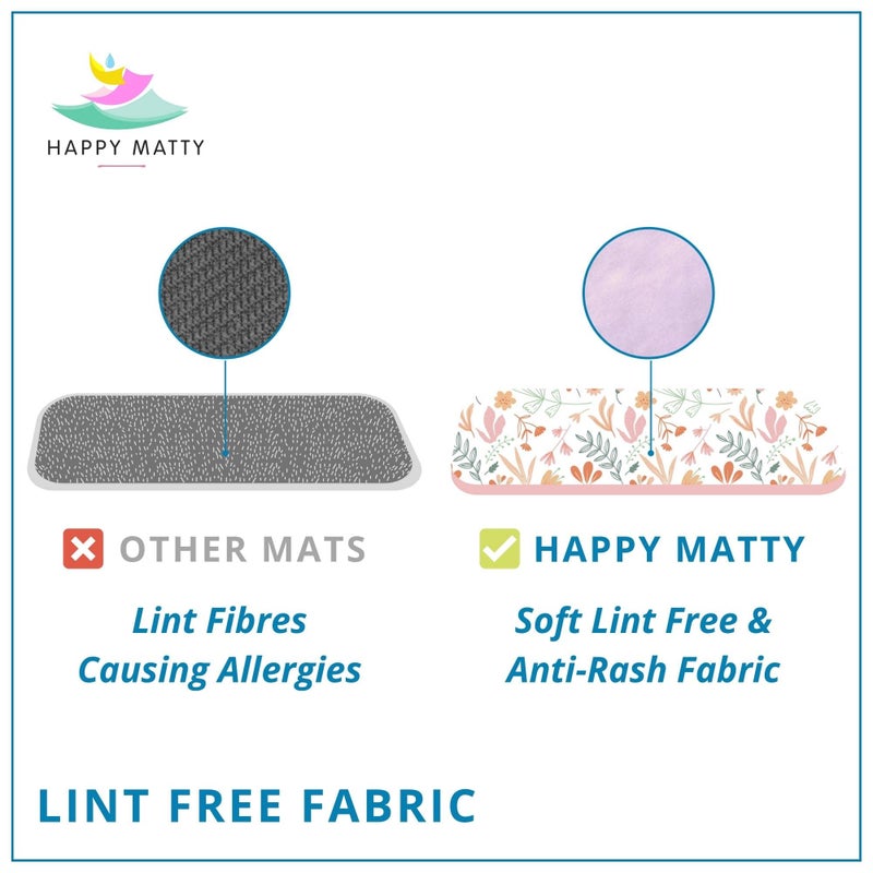 Happy Matty Baby's Extra Absorbent Quick Dry Sheet Playmat Waterproof Reusable Washable Colourful Soft Comfortable Best Gifting Lint Free Fabric's Mattress Crib Protector Medium Leaves (50cm x 70cm) - Image 3