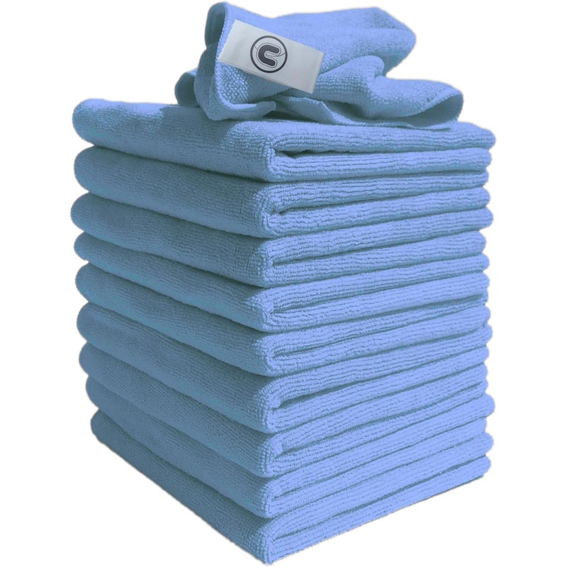 Discounted Cleaning Supplies DCS Microfibre Cleaning Cloth, Blue, Pack of 10, Large Size: 40x40cm. Super Soft Premium Streak Free Washable Cloth Duster for Kitchen, Bathrooms, Surfaces, Mirrors, Car, Motorbike - Image 1
