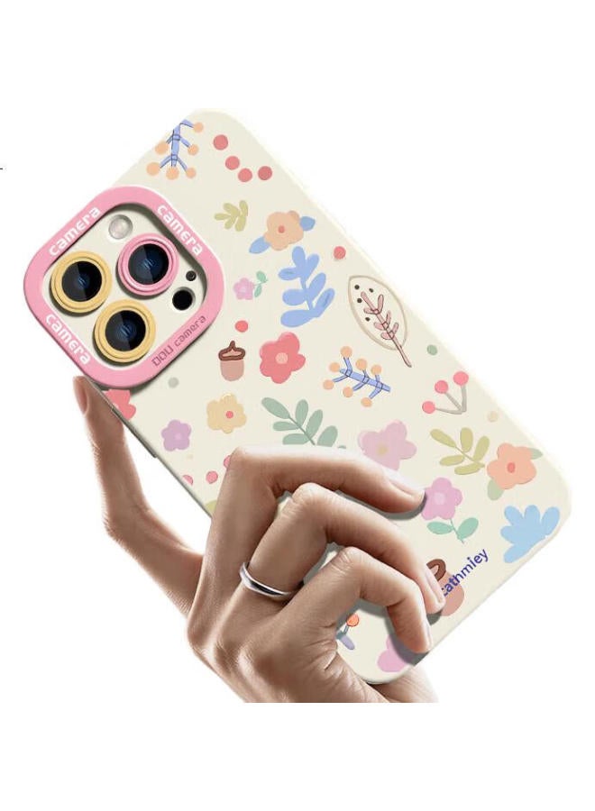 Xp Apple 16 Pro Max Phone Case Lens Full Cover Iphone 16 Pro Max Soft Shell Heat Dissipation Silicone Wind Female Anti-Fall Protective Case - Antique White Nut Flower - Image 1