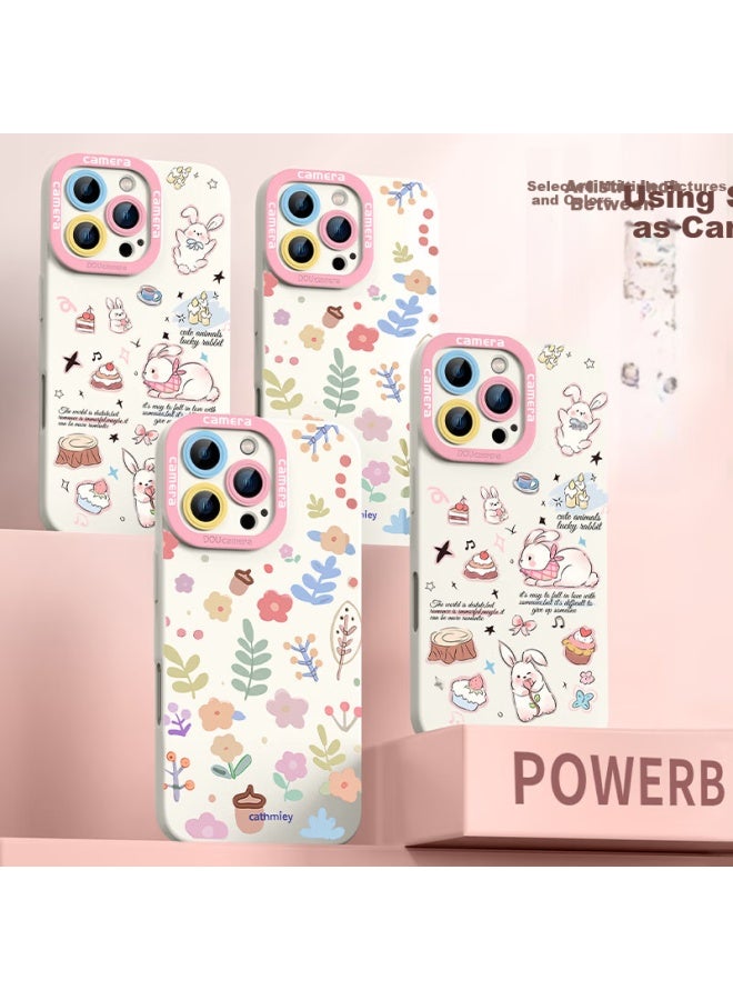 Xp Apple 16 Pro Max Phone Case Lens Full Cover Iphone 16 Pro Max Soft Shell Heat Dissipation Silicone Wind Female Anti-fall Protective Case - Antique White Nut Flower - Image 2