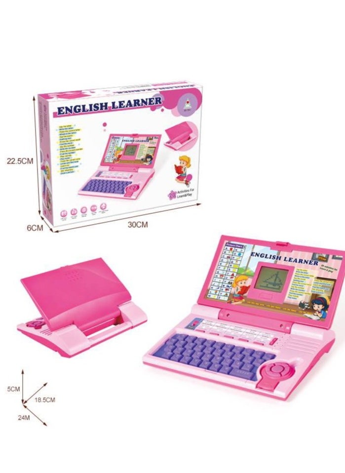 Sky Tech English Learning Laptop for Kids｜Bilingual Eye-Protection Screen, Parent-Child Interactive (30x6x22.5cm Pink)  - Image 2