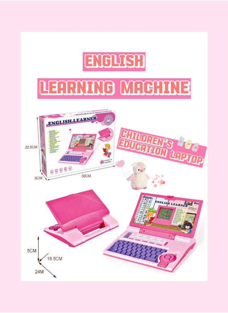 Sky Tech English Learning Laptop for Kids｜Bilingual Eye-Protection Screen, Parent-Child Interactive (30x6x22.5cm Pink)  - Image 1
