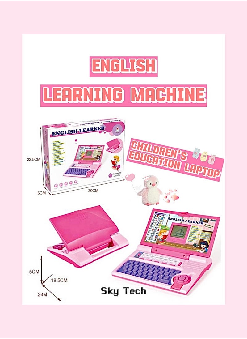 Sky Tech English Learning Laptop for Kids｜Bilingual Eye-Protection Screen, Parent-Child Interactive (30x6x22.5cm Pink)  - Image 1
