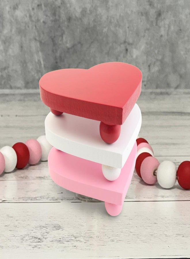 Laisgee Heart Risers Valentine's Day Tiered Tray Decors Love Day Mini Risers Pink White Red Farmhouse Home Decoration Items, 3 PCS - Image 4
