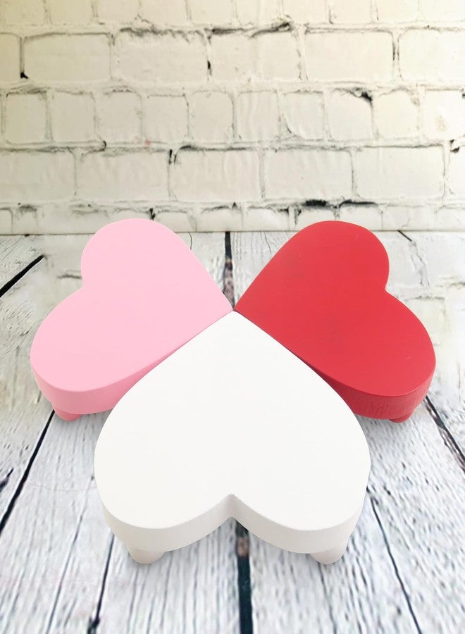 Laisgee Heart Risers Valentine's Day Tiered Tray Decors Love Day Mini Risers Pink White Red Farmhouse Home Decoration Items, 3 PCS - Image 5