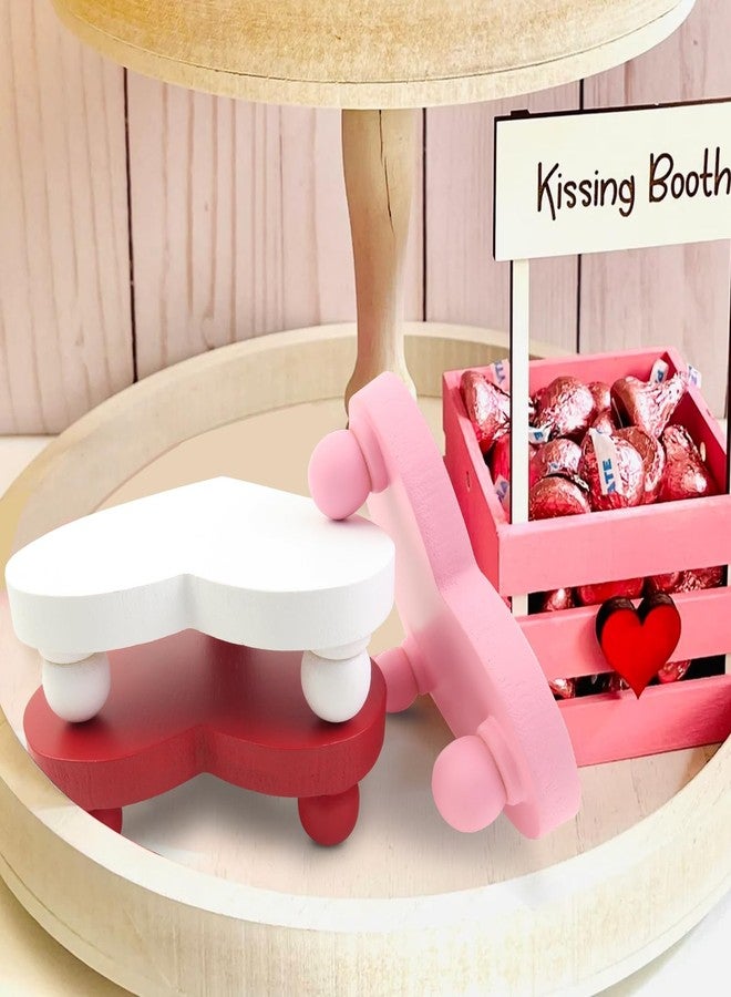 Laisgee Heart Risers Valentine's Day Tiered Tray Decors Love Day Mini Risers Pink White Red Farmhouse Home Decoration Items, 3 PCS - Image 3