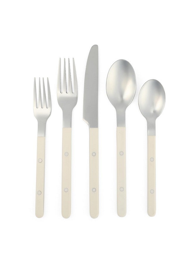 Sur La Table Sur La Table Kitchen Essentials 20 Piece Flatware Silverware Set - Stainless Steel Utensils - Forks, Spoons, Knives - Linen  - Image 1