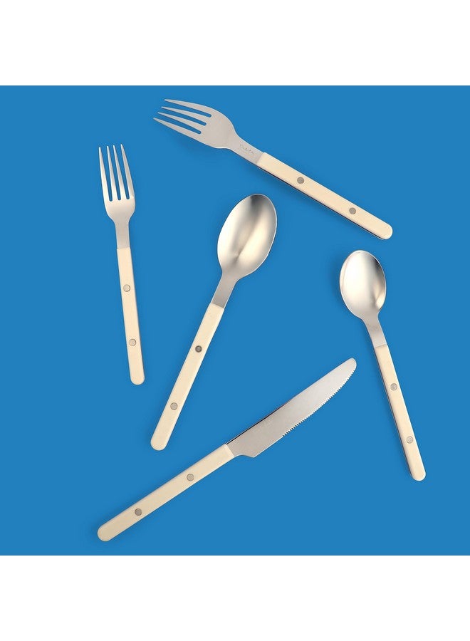 Sur La Table Sur La Table Kitchen Essentials 20 Piece Flatware Silverware Set - Stainless Steel Utensils - Forks, Spoons, Knives - Linen  - Image 3