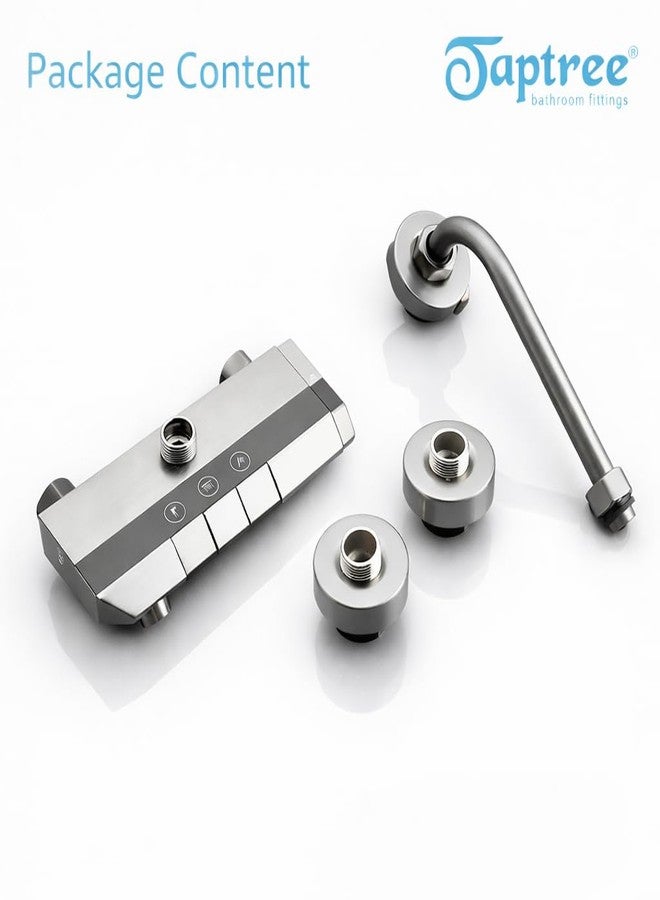 Taptree Modern 3-in-1 Wall Mixer, Shower Mixer for Bathroom with Storage Space, Mixer Tap for Bathroom, Grey and Black Color, Aluminium, Pack of 1 Set Complete with Vcap Legs and L-Bend - Image 2