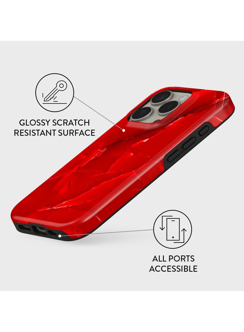 BURGA iPhone 16 pro Case, 2 Piece Hard Shell + TPU Silicone Interior, Shock Absorption, All Port Accessible, Raised Bezel For Screen & Camera Protection, Never Fading HQ Print, Red Wild Blaze  - Image 3