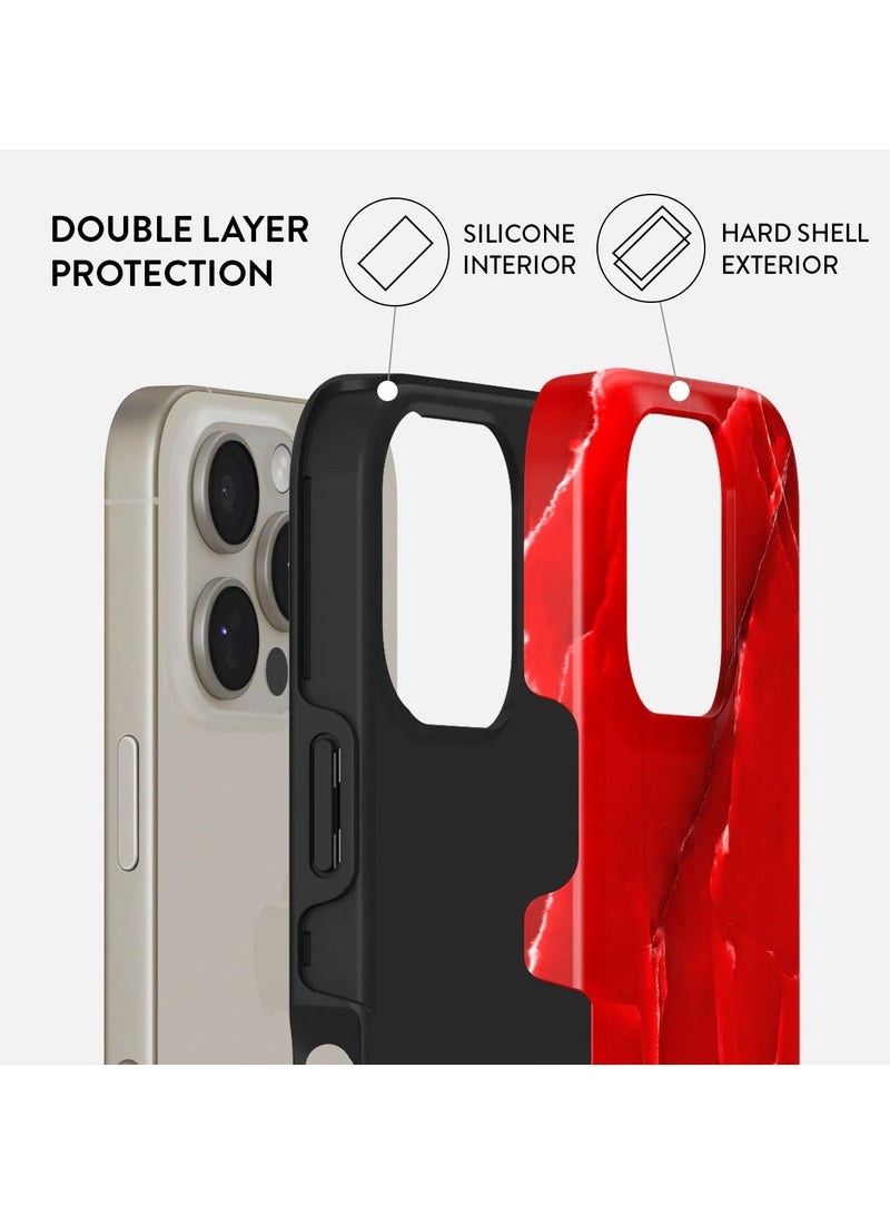 BURGA iPhone 16 pro Case, 2 Piece Hard Shell + TPU Silicone Interior, Shock Absorption, All Port Accessible, Raised Bezel For Screen & Camera Protection, Never Fading HQ Print, Red Wild Blaze  - Image 2