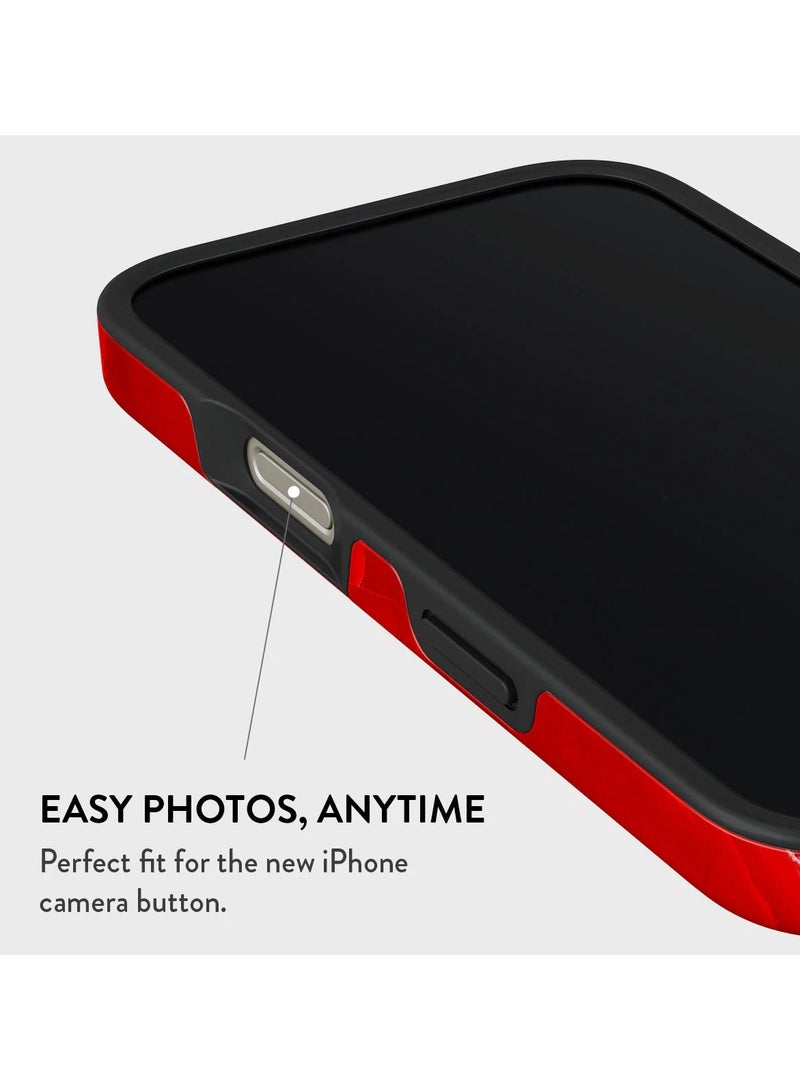 BURGA iPhone 16 pro Case, 2 Piece Hard Shell + TPU Silicone Interior, Shock Absorption, All Port Accessible, Raised Bezel For Screen & Camera Protection, Never Fading HQ Print, Red Wild Blaze  - Image 5