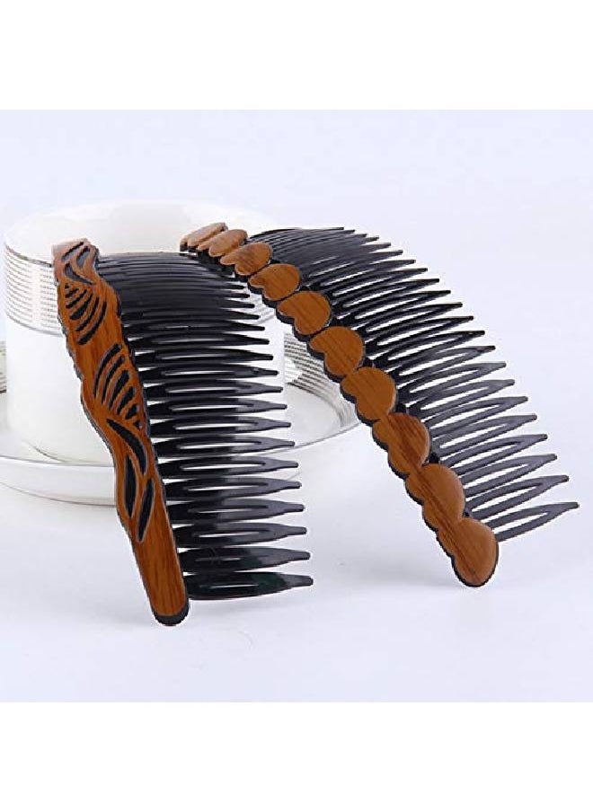 Suoirblss 8 Pcs Large 5.3 Inches 24 Teeth Hair Side Comb Plastic Wood Grain Retro Hair Comb Hair Pin Headwear Hair Accessories For Women Lady  - Image 5
