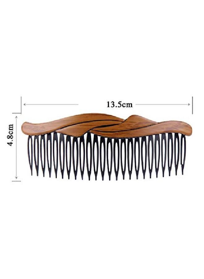 Suoirblss 8 Pcs Large 5.3 Inches 24 Teeth Hair Side Comb Plastic Wood Grain Retro Hair Comb Hair Pin Headwear Hair Accessories For Women Lady  - Image 3