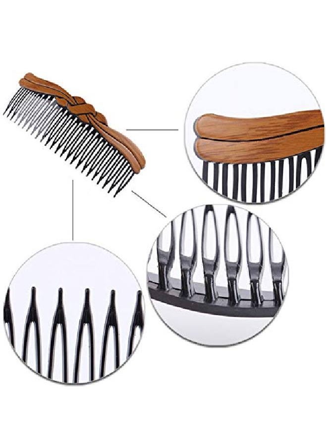 Suoirblss 8 Pcs Large 5.3 Inches 24 Teeth Hair Side Comb Plastic Wood Grain Retro Hair Comb Hair Pin Headwear Hair Accessories For Women Lady  - Image 4