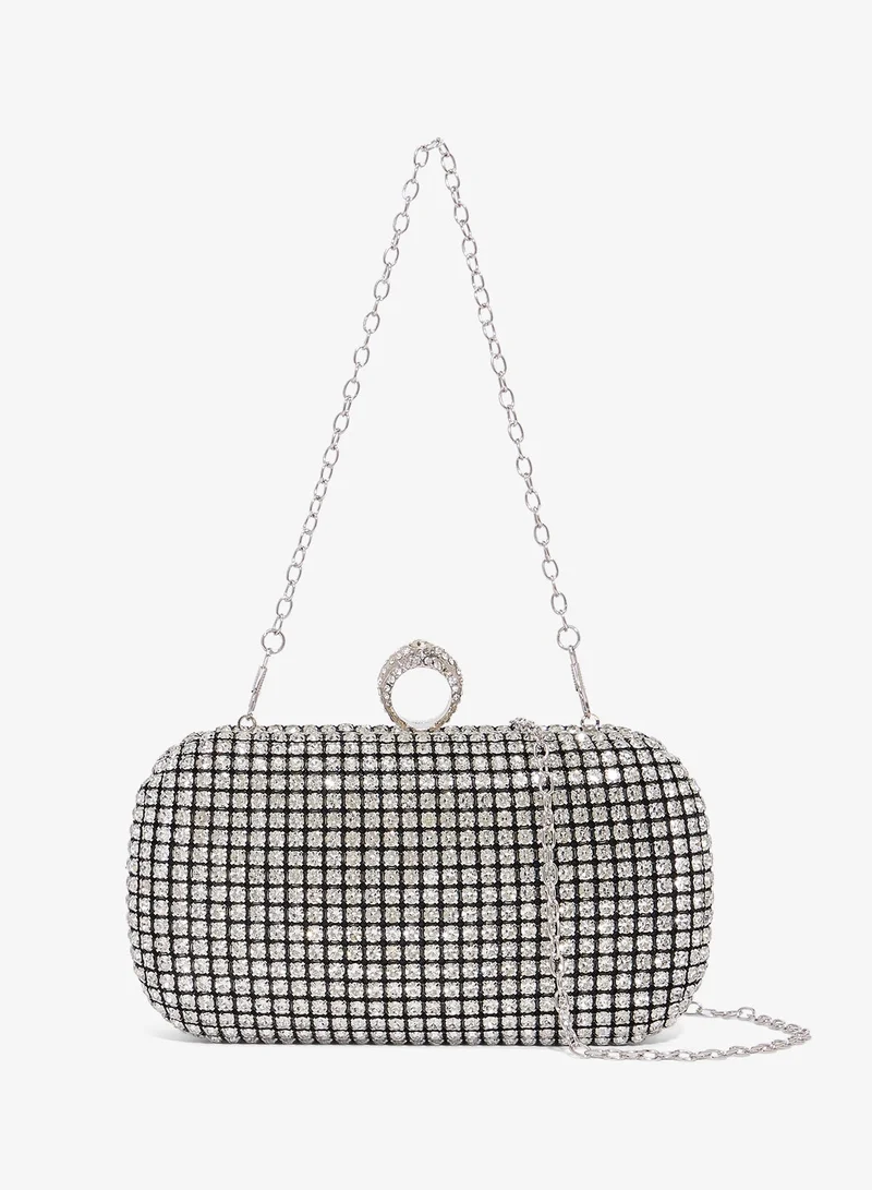 Namshi x Silver Silver Rhinestone Embellished Detailed Chain Bag for Women | Best Price UAE