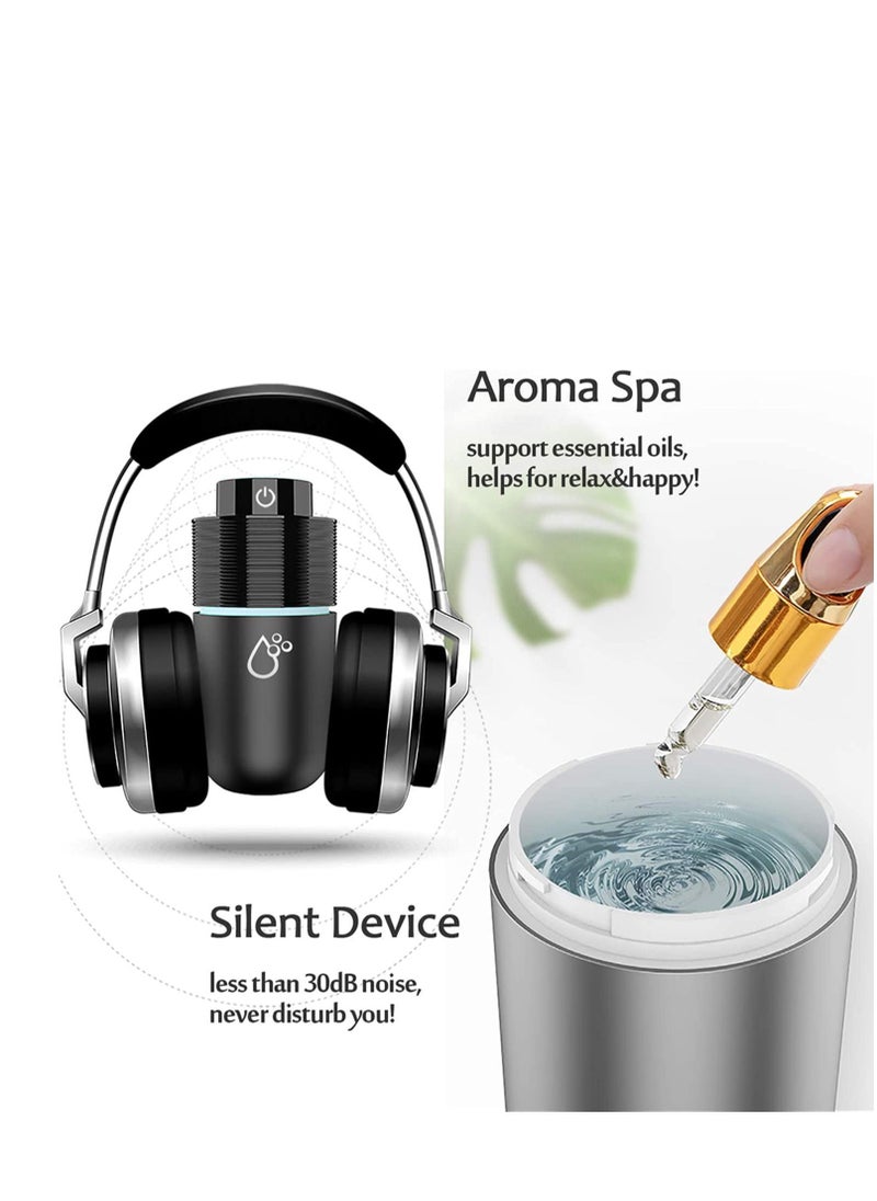 Excefore - Car Diffuser Usb Plug In Car Humidifier Essential Oil Diffuser Mini Portable Aromatherapy Cup Holder 7 Colors LED Lights Car Humidifier Diffuser for Vehicle Office Travel Home 200mL - Image 1