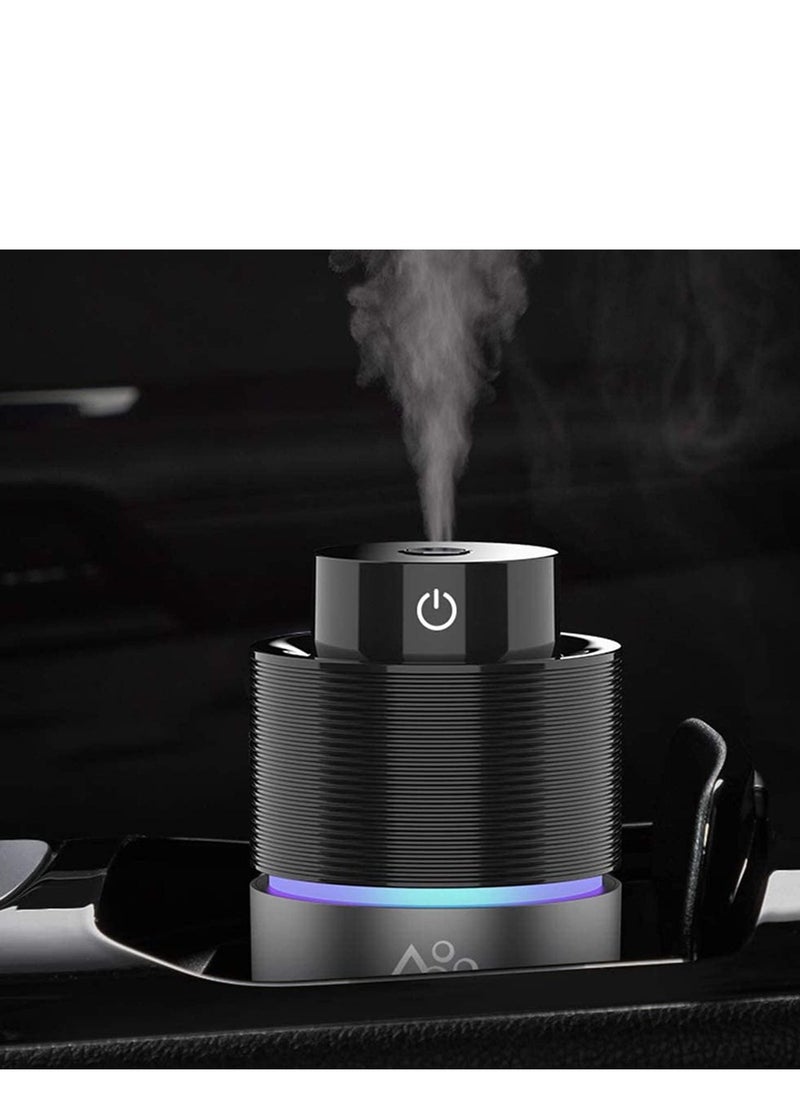 Excefore - Car Diffuser Usb Plug In Car Humidifier Essential Oil Diffuser Mini Portable Aromatherapy Cup Holder 7 Colors LED Lights Car Humidifier Diffuser for Vehicle Office Travel Home 200mL - Image 1