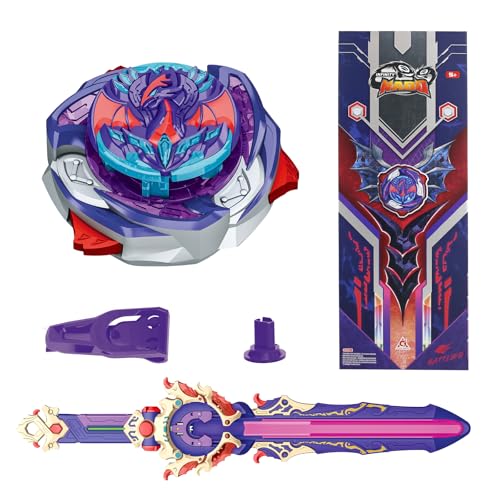 INFINITY NADO Battle Top with Deluxe LED Sword Launcher Transformable Metal Battle top Attack Type RightLeftSpinning Top Game Toy Battle Starter Pack Set for Boys Girls 5 Skylord Purple - Image 1