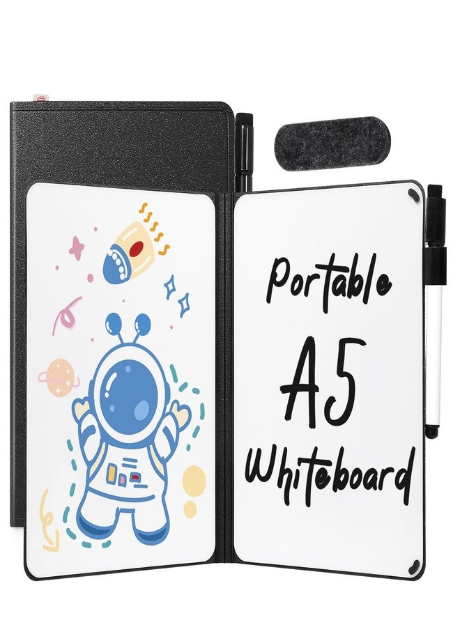 AGM Portable White Board Dry Erase, Double Sided Folding Whiteboards with Pen, Mini Portable Dry Erase Board for Study, Meeting, Doodling, Planning, Black - Image 1