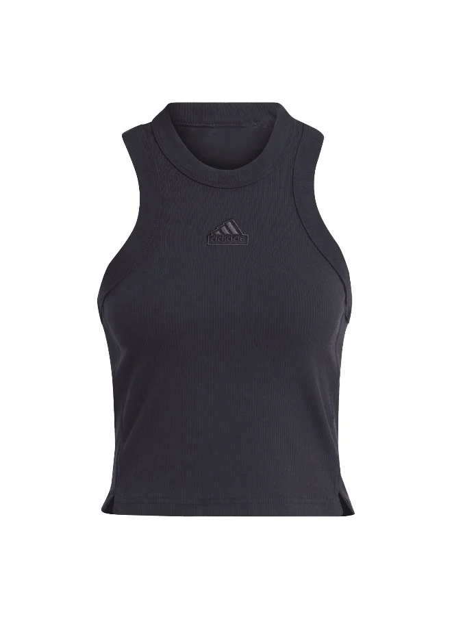 اديداس adidas W Lng Rib Top Black Training Tops 2XS