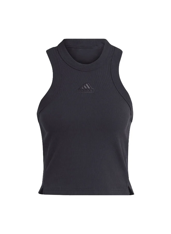 adidas Originals adidas W Lng Rib Top Black Training Tops 2XS