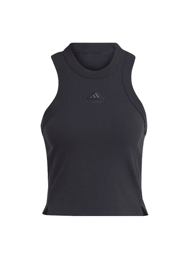 اديداس اوريجينالز adidas W Lng Rib Top Black Training Tops 2XS