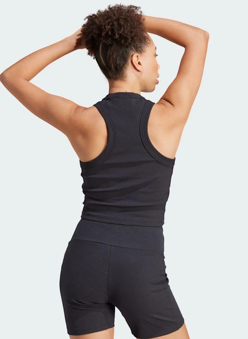 adidas Originals W Lng Rib Top Black Training Tops 2XS