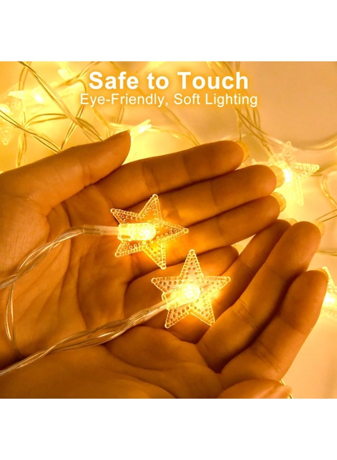 Chielor Christmas Decor Star String Lights, 20 LED Star String Lights 10 FT Fairy Christmas Lights Battery Operated Bedroom Party Wedding Xmas Tree Decoration (Warm White) - Image 4