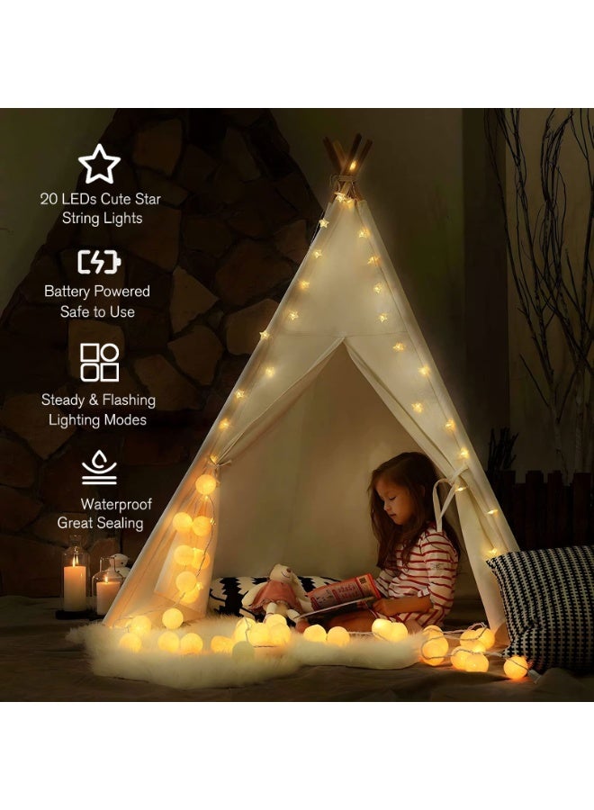 Chielor Christmas Decor Star String Lights, 20 LED Star String Lights 10 FT Fairy Christmas Lights Battery Operated Bedroom Party Wedding Xmas Tree Decoration (Warm White) - Image 2