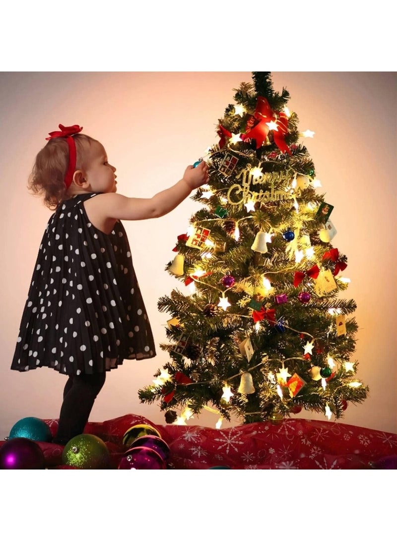 Chielor Christmas Decor Star String Lights, 20 LED Star String Lights 10 FT Fairy Christmas Lights Battery Operated Bedroom Party Wedding Xmas Tree Decoration (Warm White) - Image 3