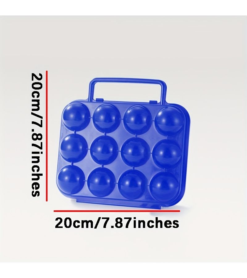 Blue Folding Egg Storage Box 12 Grid Durable Organizer for Camping Picnic - Image 4