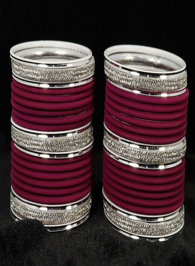 LAVAZZA Stylish AD Diamond Stone Bangles Set For Women and Girls | Stylish Plain Finish | Women's Bangle Bracelet | Indian Fashion Jewellery | Daily use/Party/Wedding- Pack of 42-(FMS2-Wine-2.6) - Image 3