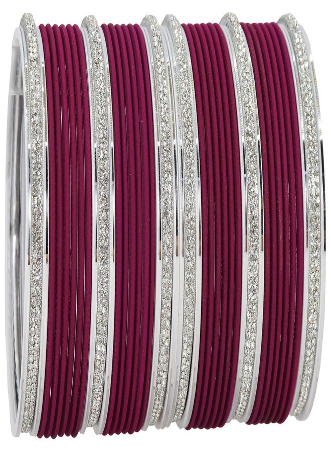LAVAZZA Stylish AD Diamond Stone Bangles Set For Women and Girls | Stylish Plain Finish | Women's Bangle Bracelet | Indian Fashion Jewellery | Daily use/Party/Wedding- Pack of 42-(FMS2-Wine-2.6) - Image 1
