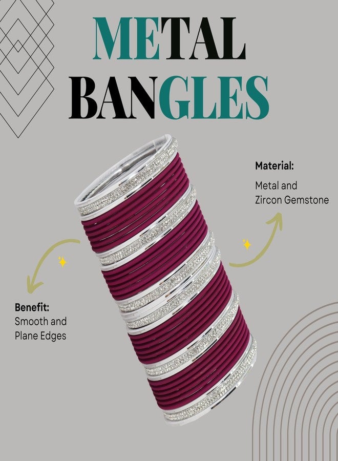 LAVAZZA Stylish AD Diamond Stone Bangles Set For Women and Girls | Stylish Plain Finish | Women's Bangle Bracelet | Indian Fashion Jewellery | Daily use/Party/Wedding- Pack of 42-(FMS2-Wine-2.6) - Image 5